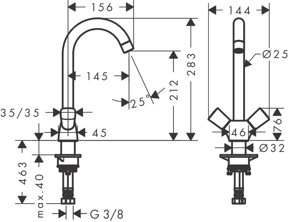Hansgrohe Logis M31 2-Griff Küchenmischer 220, 1jet, Chrom