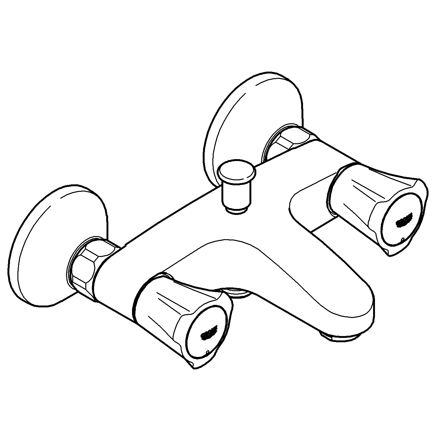 Grohe Costa Wannenbatterie, ½ Wandmontage, chrom Grohe Costa Wannenbatterie, ½ Wandmontage, chrom