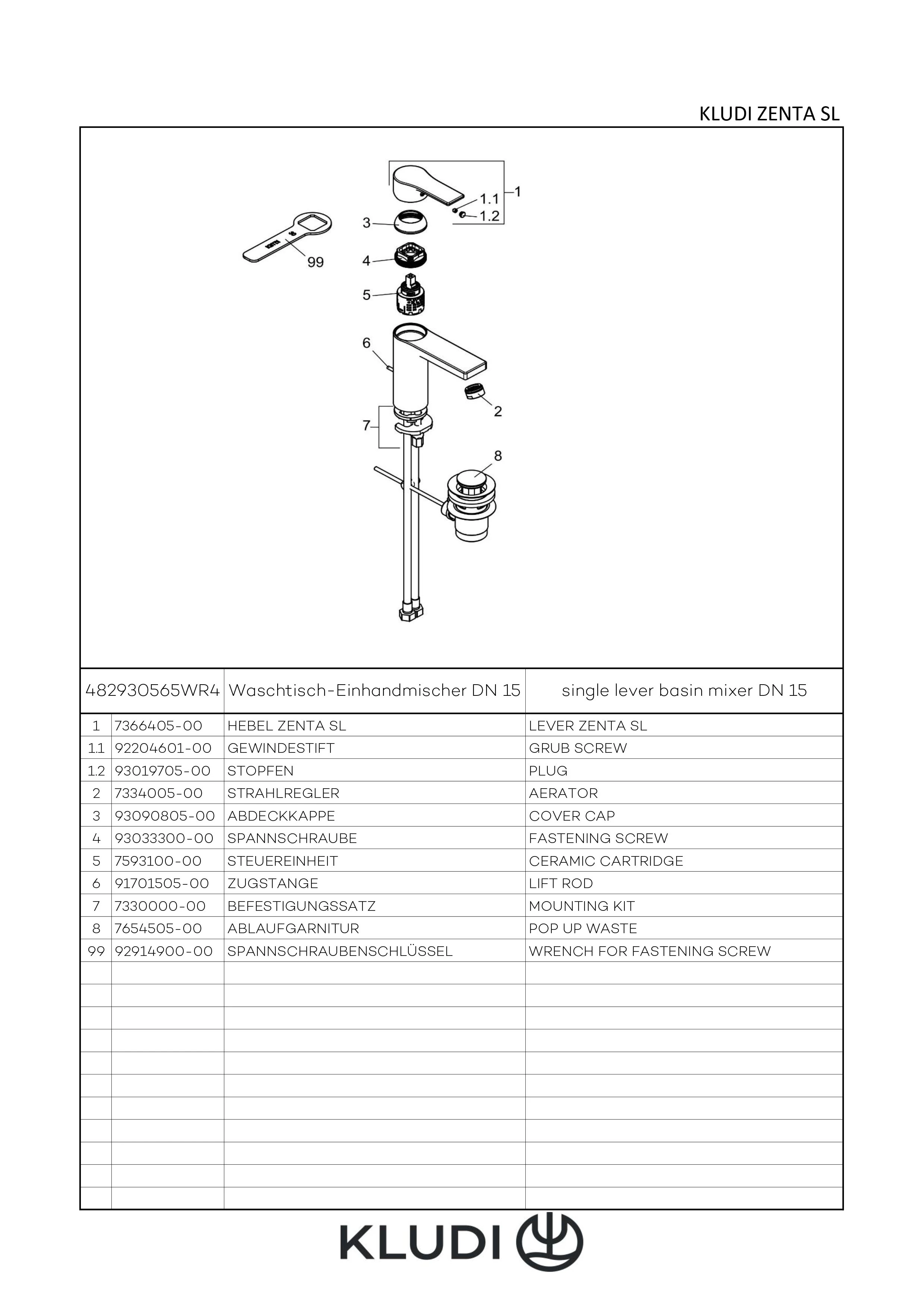 Kludi ZENTA SL Waschtisch-EHM 100mm EcoPlus, m. Ablaufgarnitur chrom Kludi ZENTA SL Waschtisch-EHM 100mm EcoPlus, m. Ablaufgarnitur chrom