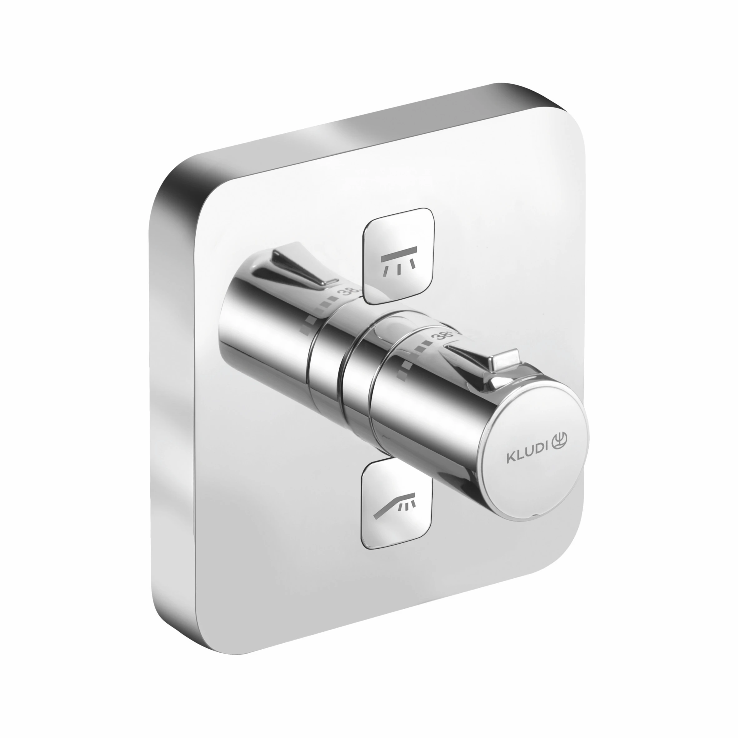 PUSH UPThermostatarm. mit Druck taste für 2 Verb., soft edge chrom