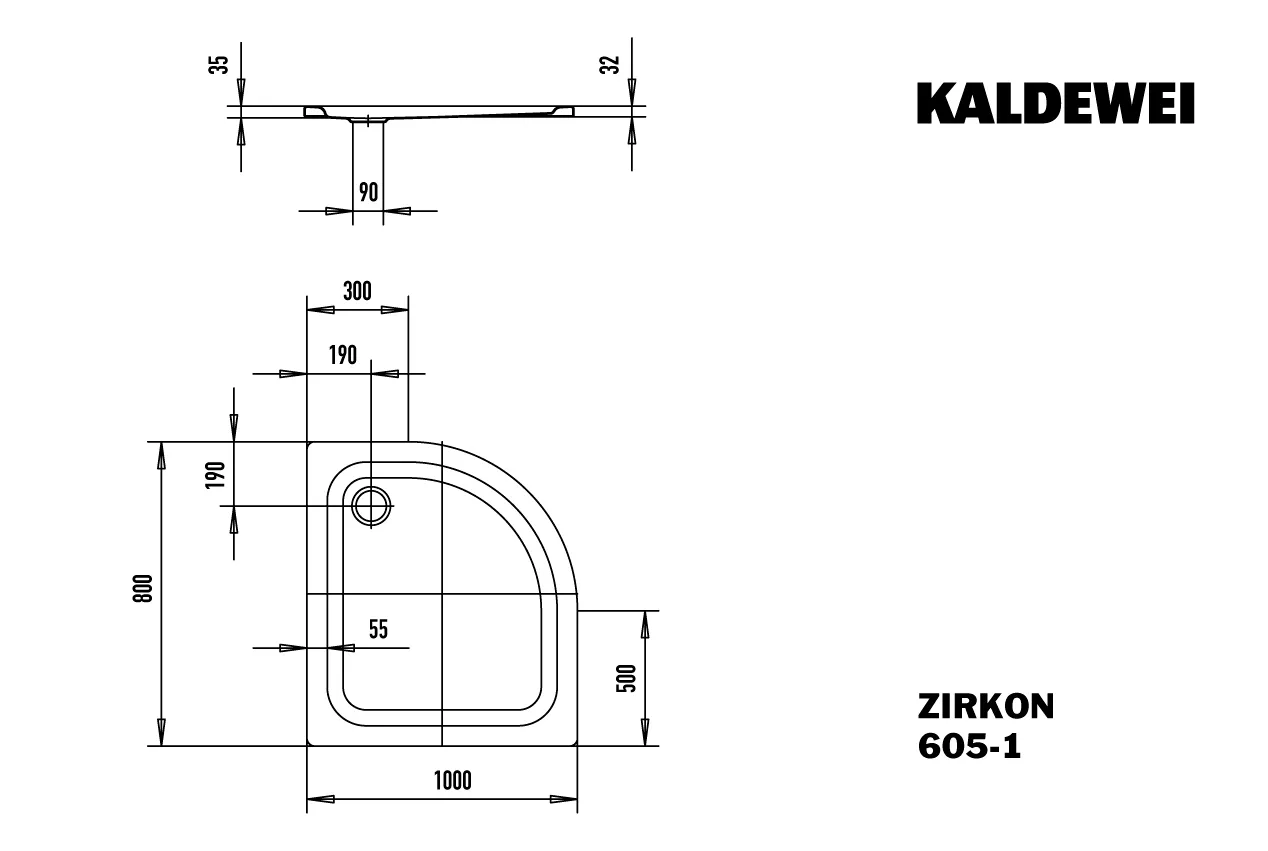Kaldewei viertelkreis Duschwanne „Zirkon“ 100 × 80 cm in cool grey 90 Kaldewei viertelkreis Duschwanne „Zirkon“ 100 × 80 cm in cool grey 90