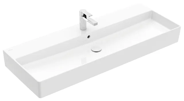 Villeroy & Boch Wandwaschtisch aus TitanCeram geschliffen „Memento 2.0“ 1200 × 470 × 150 mm, mit Hahnlochbohrung, Hahnlochposition mittig in Weiß Alpin Villeroy & Boch Wandwaschtisch aus TitanCeram geschliffen „Memento 2.0“ 1200 × 470 × 150 mm, mit Hahnlochbohrung, Hahnlochposition mittig in Weiß Alpin