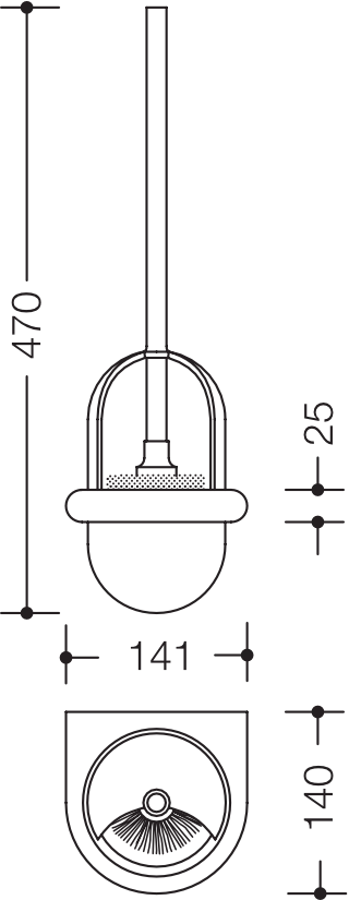 HEWI Toilettenbürstengarnitur „Serie 805 Classic“ 14,1 × 47 cm in Anthrazitgrau