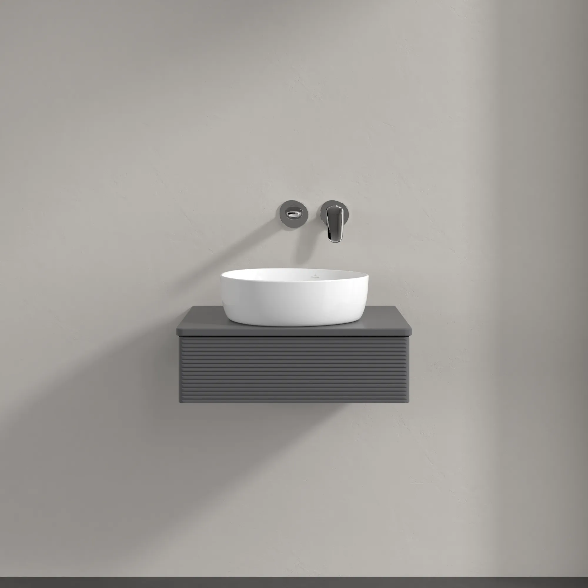 Villeroy & Boch Waschbeckenunterschrank Antao K07110, Anthracite Matt Lacquer, 600x190x500mm, mit SoftClosing und Push-to-open Funktion