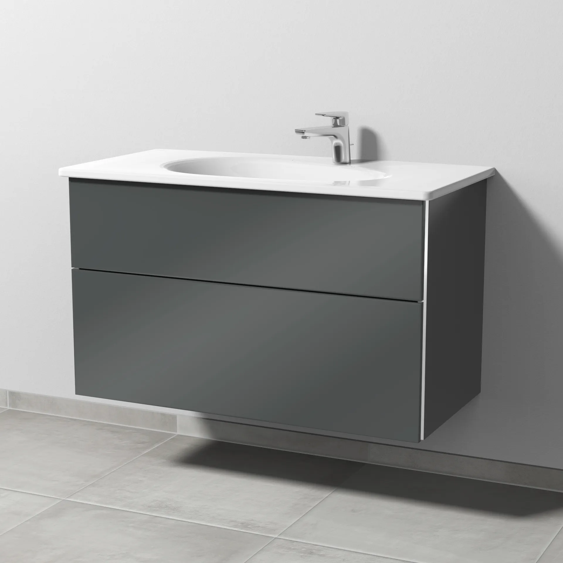 Sanipa Waschtischunterschrank „3way“ passend zu Keramik-Waschtische Antao von Villeroy & Boch 955 × 588 × 482 mm in Anthrazit (glanz)