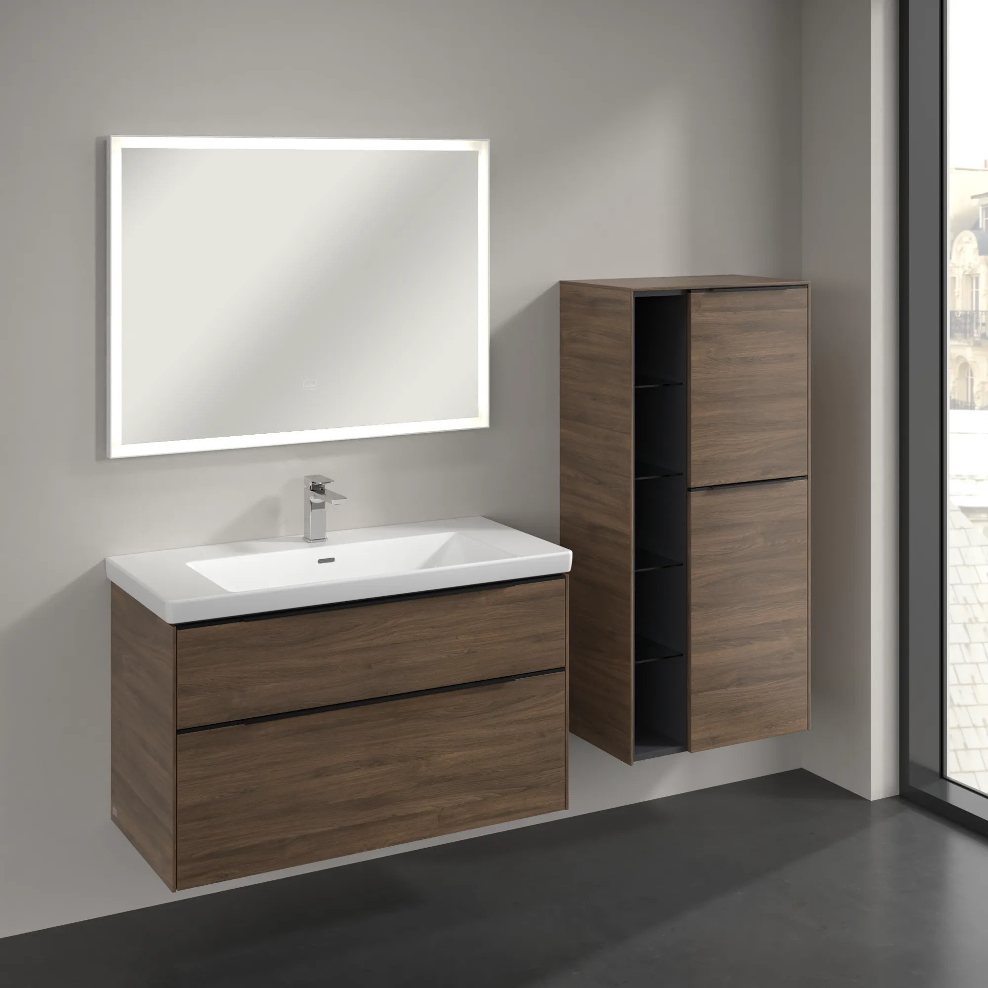Villeroy & Boch Subway 3.0 Mittelschrank, Arizona Oak, 1200x574x346 mm, 2 Türen, SoftClosing, Wandmontage