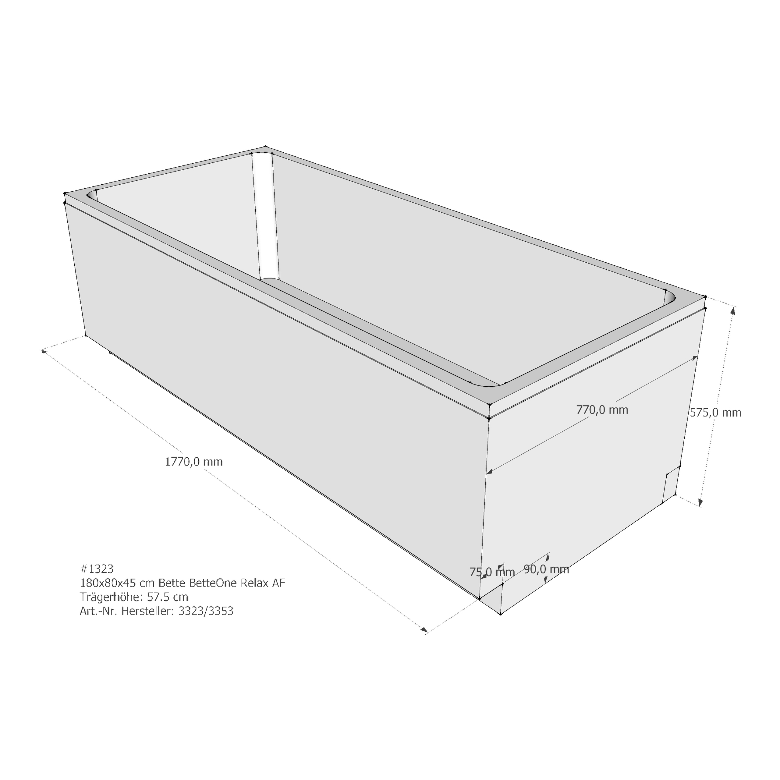 Badewannenträger für Bette One Relax 180 × 80 × 45 cm Breite: 80 cm / Länge: 180 cm Badewannenträger für Bette One Relax 180 × 80 × 45 cm Breite: 80 cm / Länge: 180 cm
