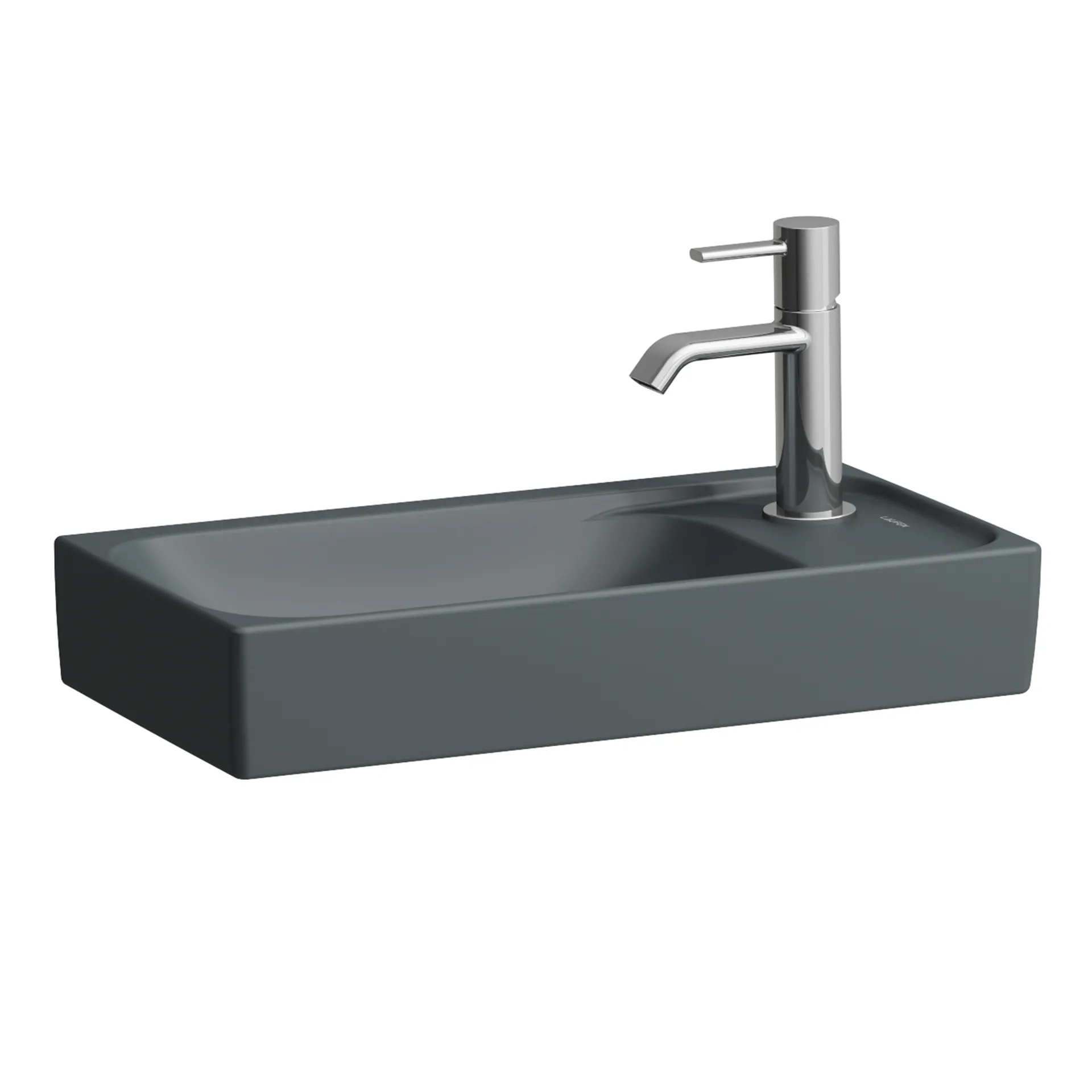 Handwaschbecken, MEDA, 235x460x115, asymmetrisch, ohne Hahnloch ohne Überlauf, Becken links, Hahnlochbank rechts, weiß Handwaschbecken, MEDA, 235x460x115, asymmetrisch, ohne Hahnloch ohne Überlauf, Becken links, Hahnlochbank rechts, weiß