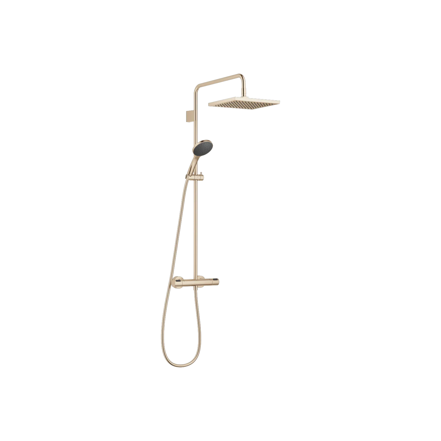 Dornbracht Showerpipe SERIENSPEZIFISCH Light Gold gebürstet PVD - 300 mm, Brause-Thermostat mit FlowReduce-Funktion