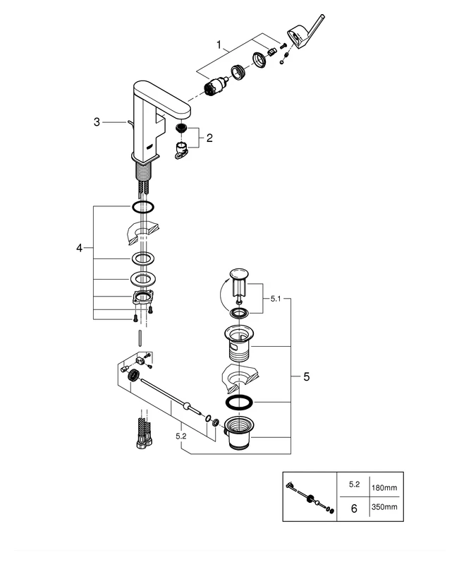 Grohe Einhand-Waschtischbatterie Plus, M-Size in hard graphite gebürstet Grohe Einhand-Waschtischbatterie Plus, M-Size in hard graphite gebürstet