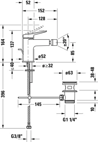 Wa Ei Ablfgar. Bz Ge 52x137x152 Au 128 Ans.m. Sc 3/8 " Strhlfo. Kggj