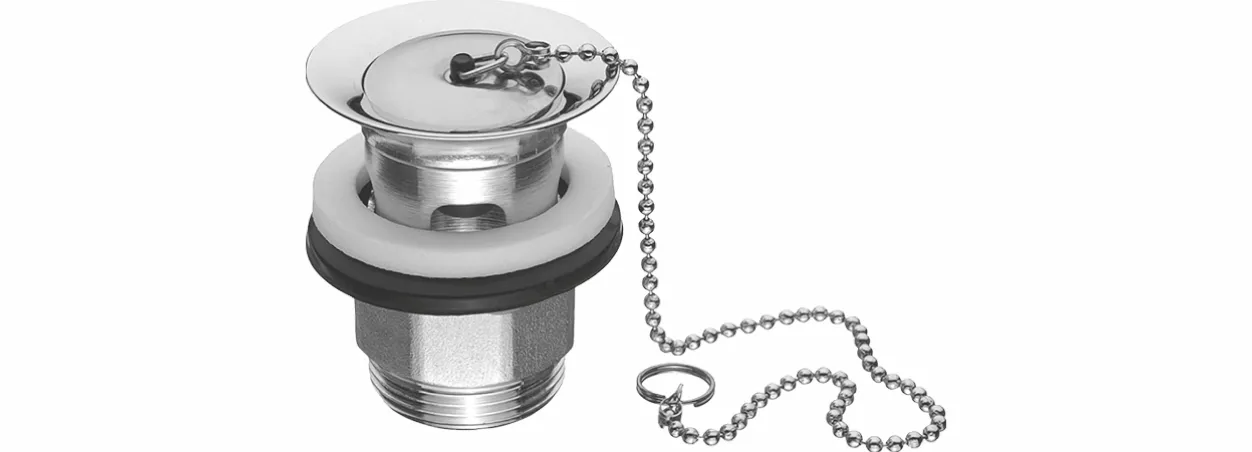 Excentergarnitur 1 1/4″ ohne Antrieb MS verchromt mit Stopfen und Kette