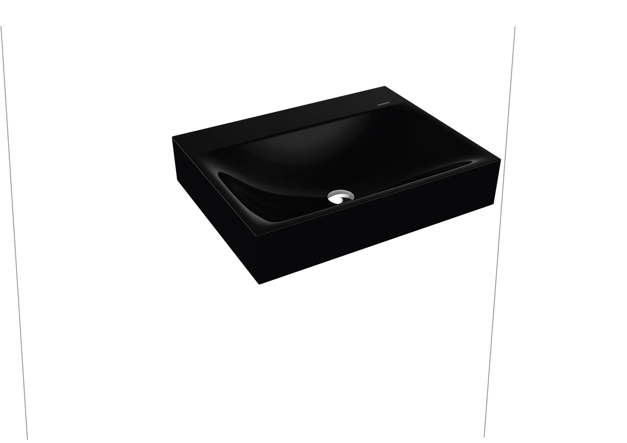 Wandwaschtisch „Silenio“ 600 × 460 mm, ohne Hahnlochbohrung in schwarz, mit Perl-Effekt
