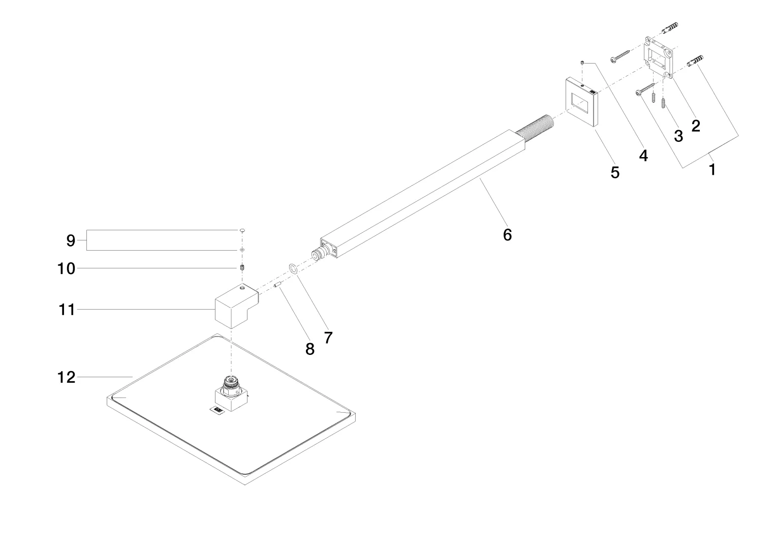 Dornbracht Regenbrause mit Wandanbindung 300x240mm - Chrom