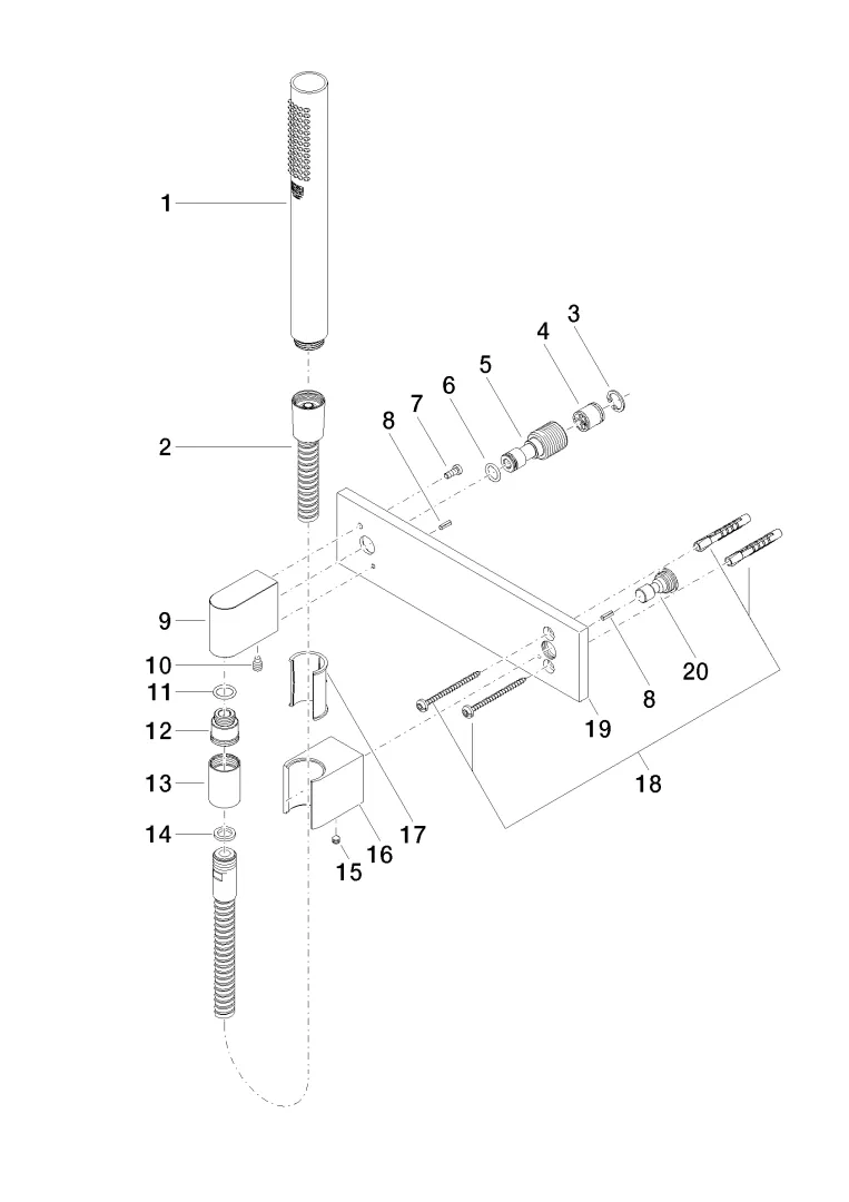 Schlauchbrausegarnitur mit Abdeckplatte SERIENSPEZIFISCH Chrom 27818980 Schlauchbrausegarnitur mit Abdeckplatte SERIENSPEZIFISCH Chrom 27818980