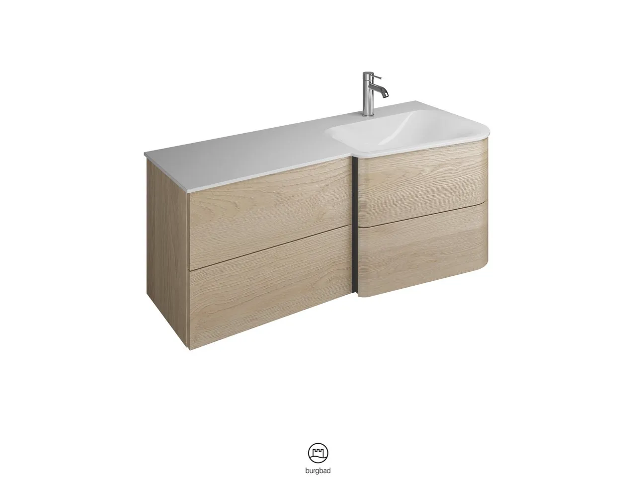 burgbad Badmöbelset „Badu“ Griffleiste, Schwarz, in Veloursgrau Softmatt burgbad Badmöbelset „Badu“ Griffleiste, Schwarz, in Veloursgrau Softmatt