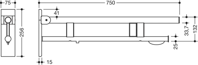 HEWI Stützklappgriff „System 900“ HEWI Stützklappgriff „System 900“