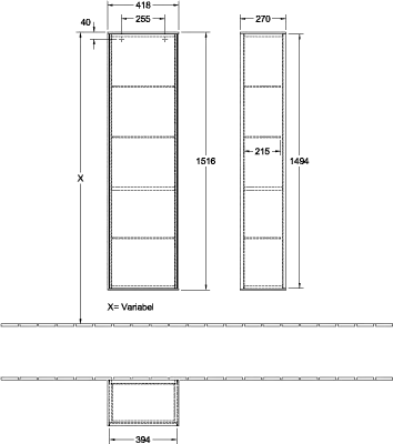 Villeroy & Boch Hochschrank „Finion“ 41,8 × 151,6 × 27 cm 1 Tür, Anschlag: rechts Anschlag rechts Villeroy & Boch Hochschrank „Finion“ 41,8 × 151,6 × 27 cm 1 Tür, Anschlag: rechts Anschlag rechts