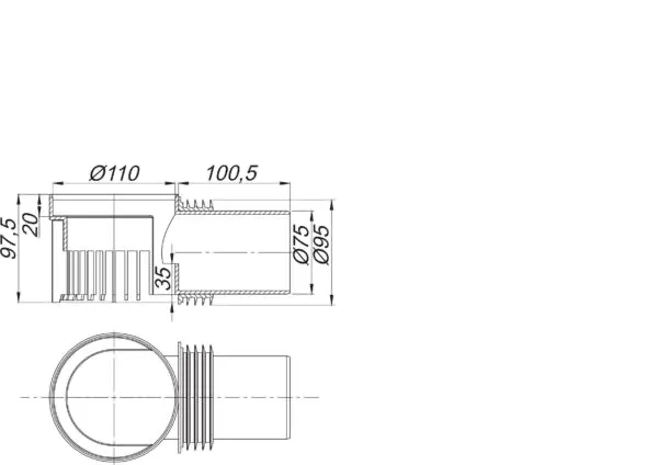 Notentwässerungselement für Attikaabläufe, d: 110 mm