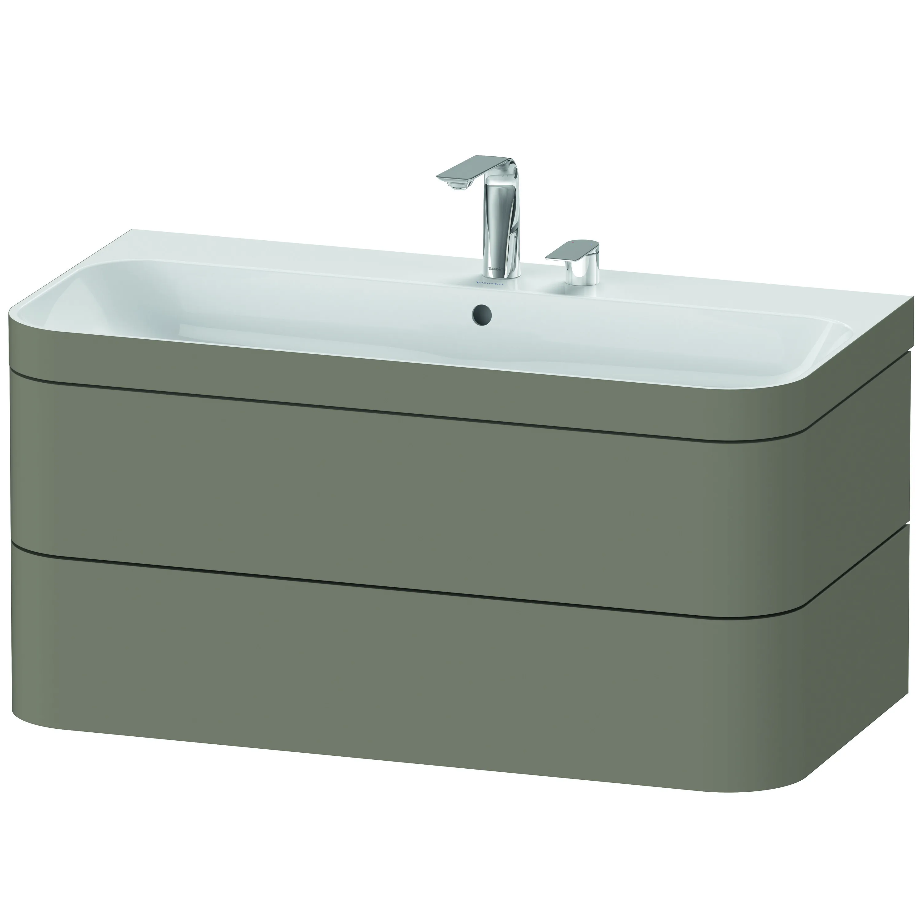 Duravit Waschtischunterschrank c-shaped Set wandhängend „Happy D.2 Plus“ 97,5 × 48 × 49 cm Steingrau Seidenmatt