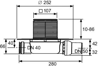 Drainpoint S 112 Boden-Ablaufset, waagerecht, superflach mit Seal System Universalflansch