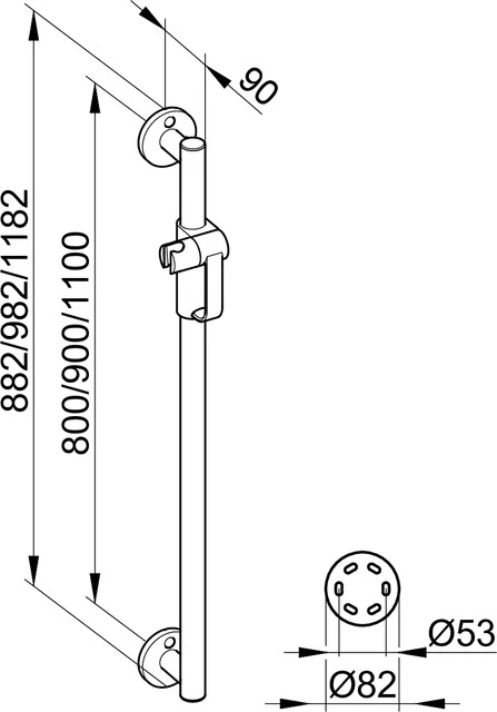 KEUCO Brause-/ Gleitstange mit Brauseschieber „Plan Care“ in Silber (eloxiert) KEUCO Brause-/ Gleitstange mit Brauseschieber „Plan Care“ in Silber (eloxiert)