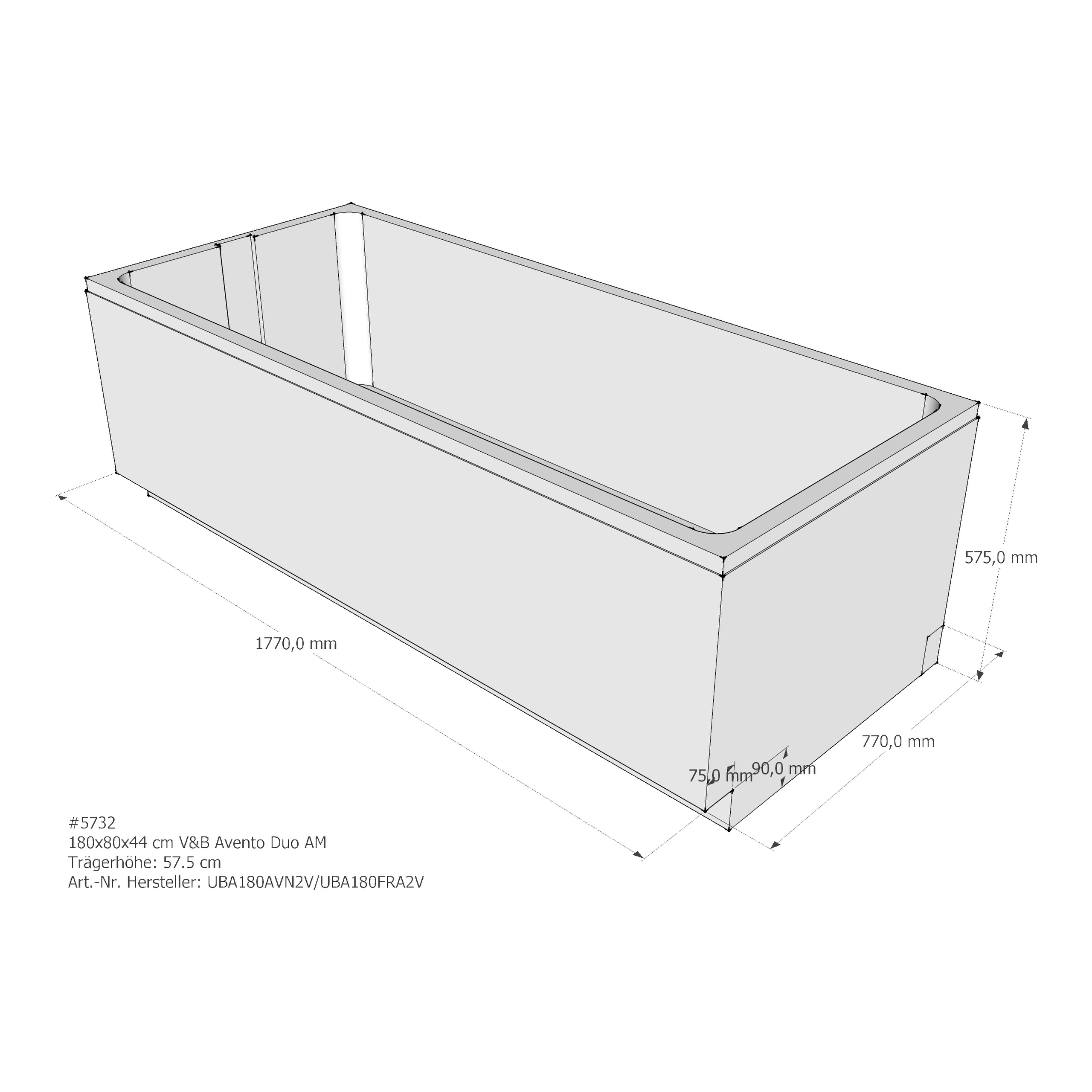 Badewannenträger für Villeroy & Boch Avento 180 × 80 × 44 cm Badewannenträger für Villeroy & Boch Avento 180 × 80 × 44 cm