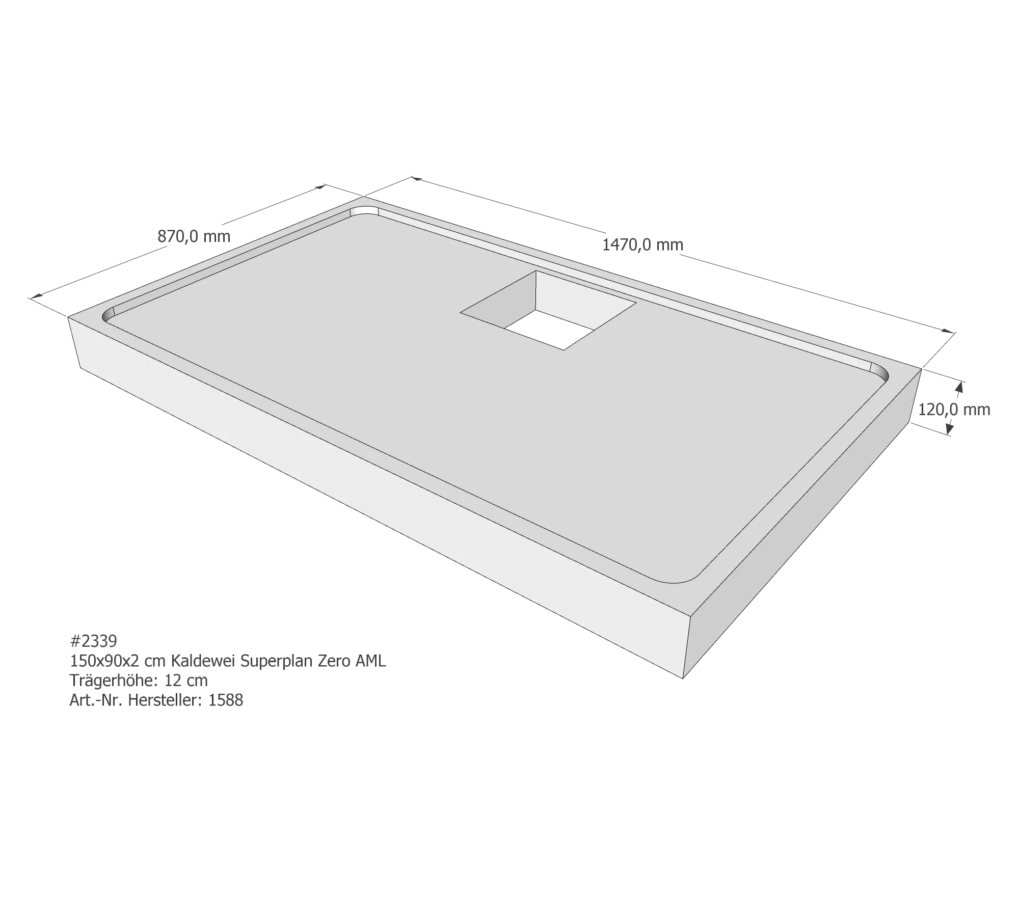 Duschwannenträger für Kaldewei Superplan Zero 150 × 90 × 2 cm Breite: 90 cm / Länge: 150 cm Duschwannenträger für Kaldewei Superplan Zero 150 × 90 × 2 cm Breite: 90 cm / Länge: 150 cm