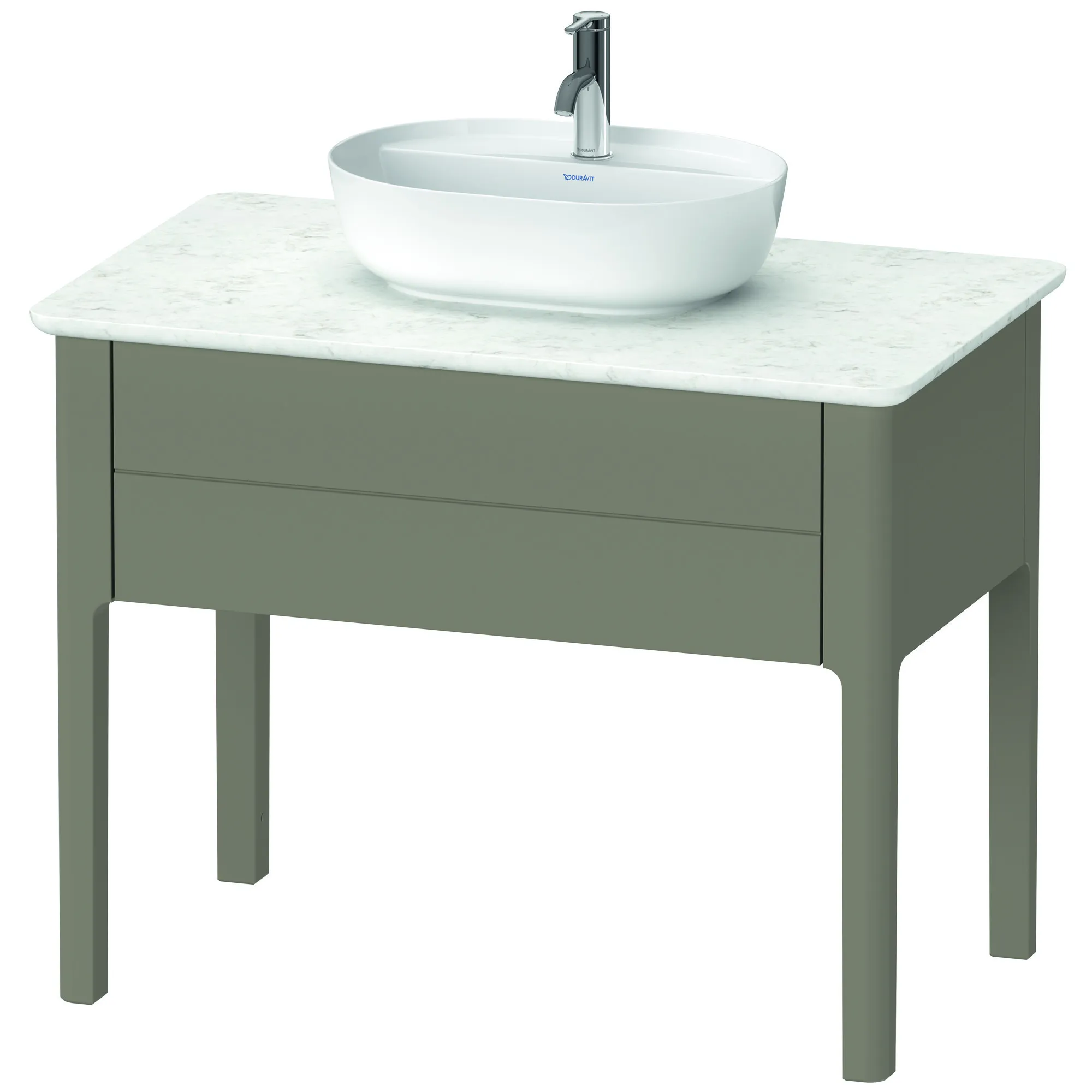 Duravit Waschtischunterschrank bodenstehend „Luv“ 93,8 × 74,3 × 57 cm Steingrau Seidenmatt Becken: mittig / Front- & Korpusfarbe: Steingrau Seidenmatt / Größe: 93,8 × 57 × 74,3 cm / Schubladen: 1