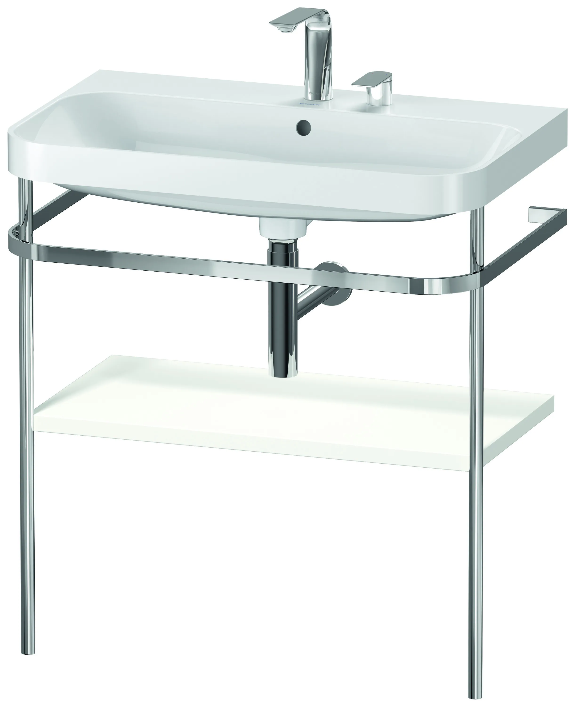 Duravit Waschtischunterschrank c-shaped Set mit Metallkonsole „Happy D.2 Plus“ 77,5 × 85 × 49 cm in Weiß Seidenmatt Duravit Waschtischunterschrank c-shaped Set mit Metallkonsole „Happy D.2 Plus“ 77,5 × 85 × 49 cm in Weiß Seidenmatt