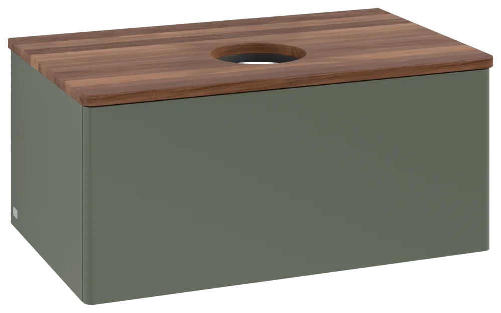 Villeroy & Boch Antao Waschbeckenunterschrank L30_1, 800x360x500mm, Leaf Green Matt Lacquer / Warm Walnut