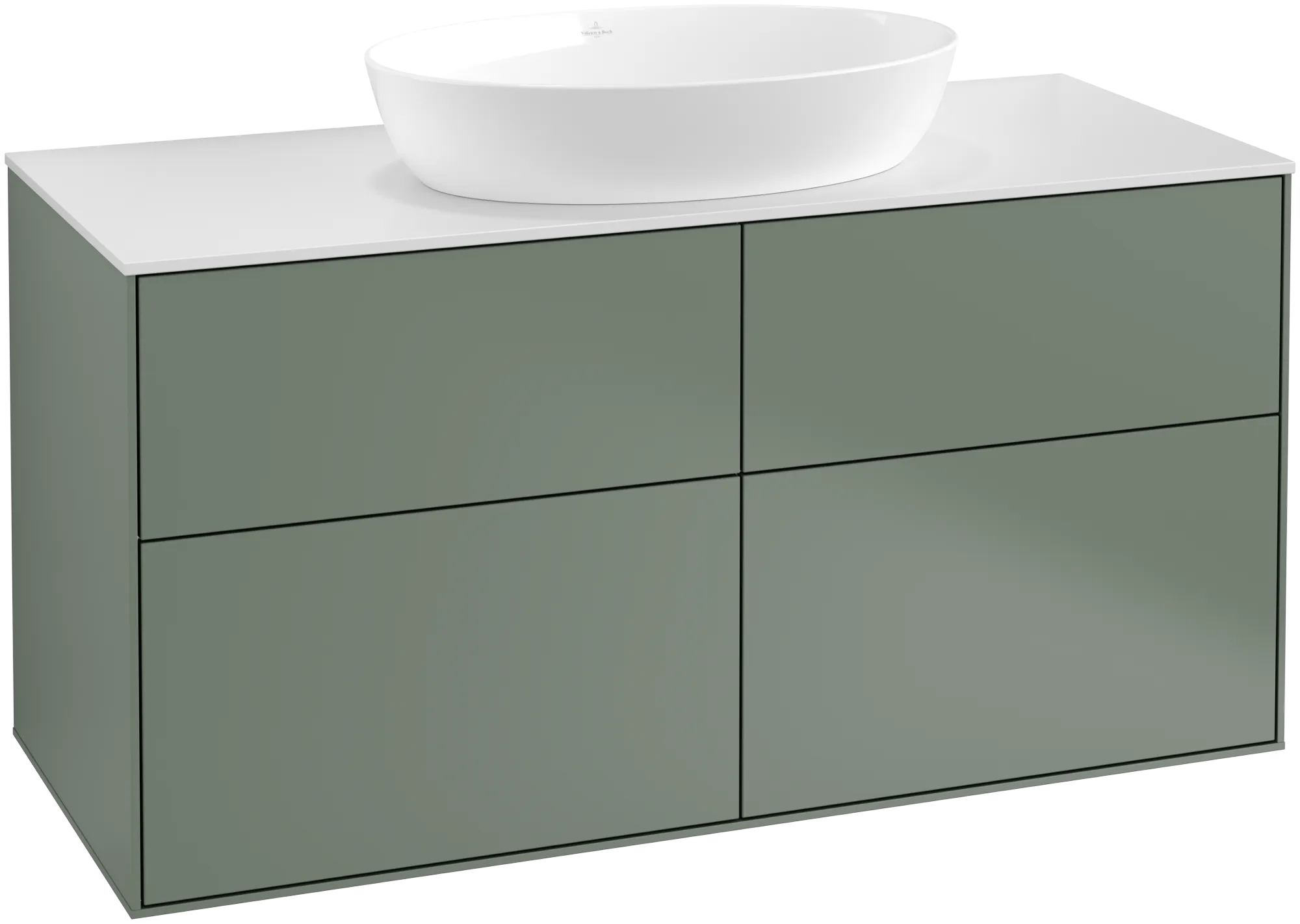 Villeroy & Boch Finion Waschbeckenunterschrank GA3 1200x603x501mm Olive Matt Lacquer / Glass White Matt