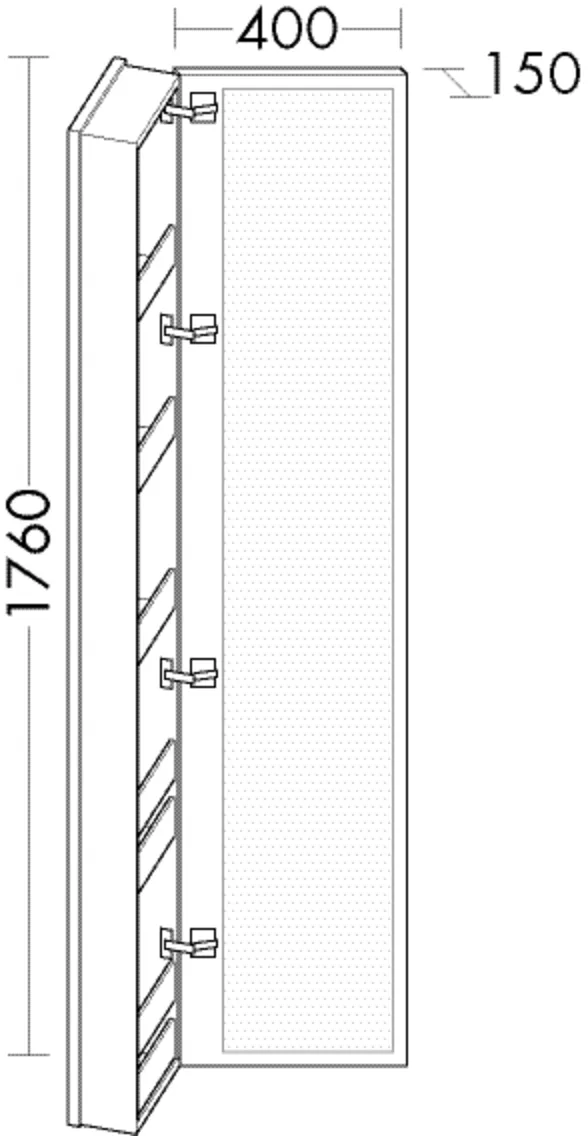 Ganzkörperspiegel Sys30 von burgbad – 1760 mm hoch, 400 mm breit, 150 mm tief mit 1 Koffertür und 5 Ablagen Ganzkörperspiegel Sys30 von burgbad – 1760 mm hoch, 400 mm breit, 150 mm tief mit 1 Koffertür und 5 Ablagen
