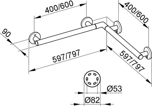 Plan Care 34911014400 Dusch- und Wannenhandlauf 597/597 mm verchromt