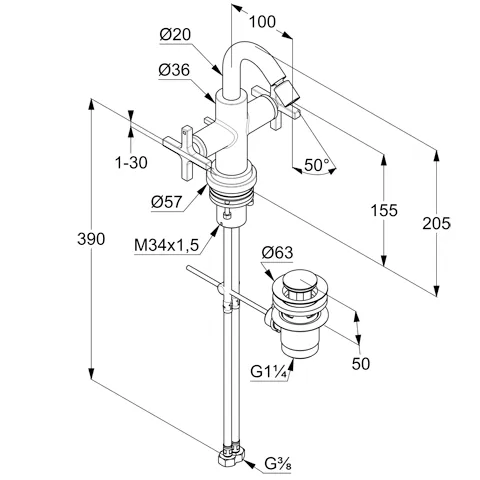 Kludi NOVA FONTE Bidetarmatur CLASSIC chrom