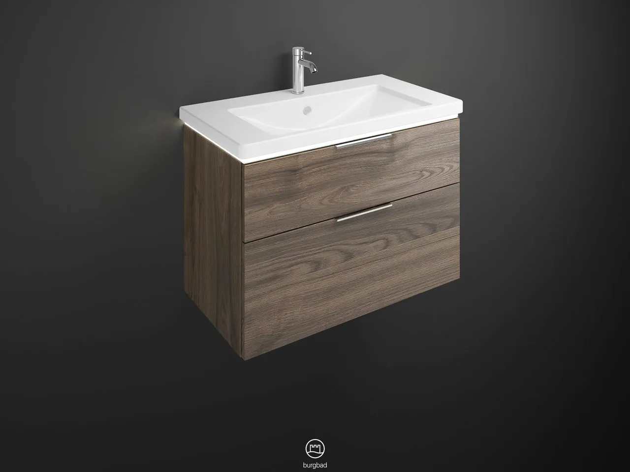 burgbad Badmöbelset Keramik-Waschtisch inkl. Waschtischunterschrank „Eqio“ 93 × 66,5 × 49 cm Griff, Chrom (230 mm), in Grau Hochglanz burgbad Badmöbelset Keramik-Waschtisch inkl. Waschtischunterschrank „Eqio“ 93 × 66,5 × 49 cm Griff, Chrom (230 mm), in Grau Hochglanz