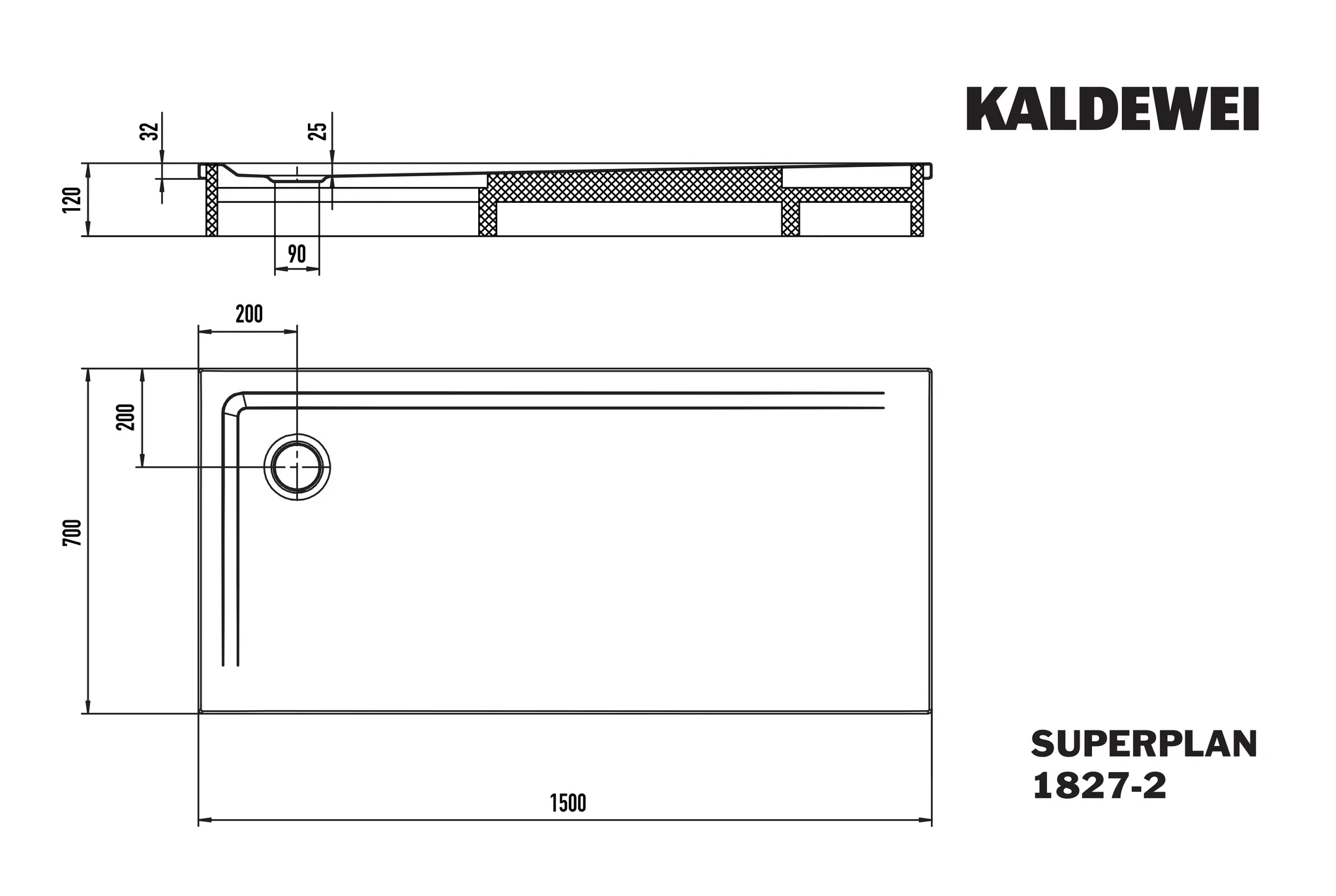 Kaldewei SUPERPLAN Duschfläche mit Wannenträger, 700x1500 mm, warm grey 60, Perl-Effekt Kaldewei SUPERPLAN Duschfläche mit Wannenträger, 700x1500 mm, warm grey 60, Perl-Effekt