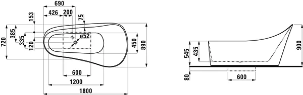 Laufen Palomba Collection H245802 Badewanne, 1800x900mm, weiß Laufen Palomba Collection H245802 Badewanne, 1800x900mm, weiß