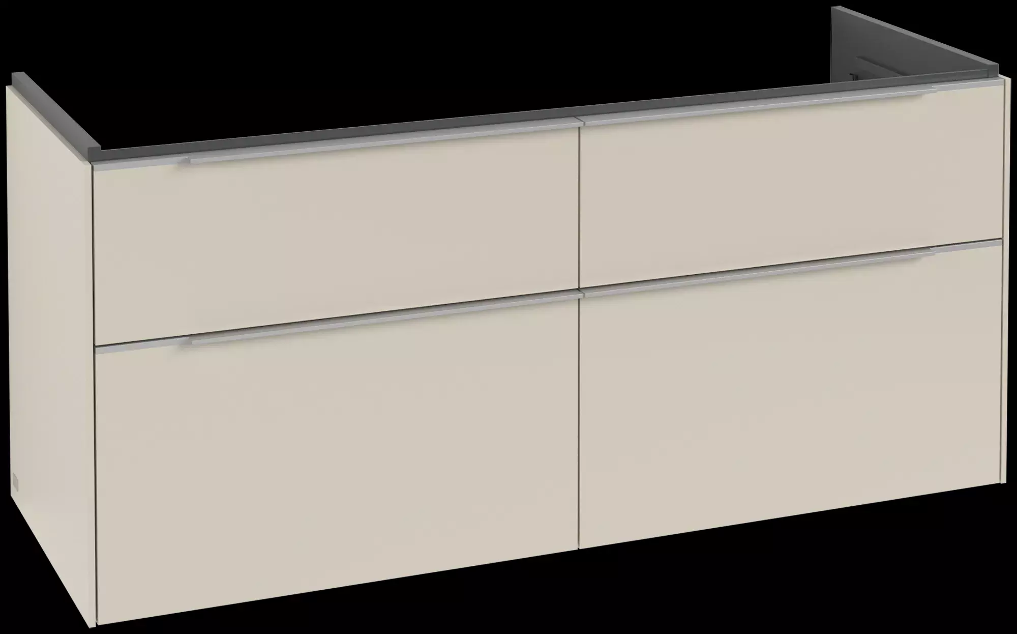Villeroy & Boch Set-Möbelset aus Spiegelschrank, Doppelwaschtisch, Unterschrank und Hochschrank in Cashmere Grey