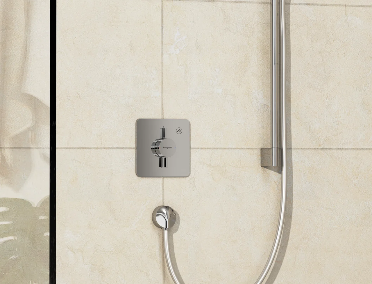 Hansgrohe DuoTurn Q Mischer Unterputz 1 Verbraucher Chrom, maximale Durchflussmenge 29,5 l/min bei 3 bar, flache Rosette für mehr Platz in der Dusche