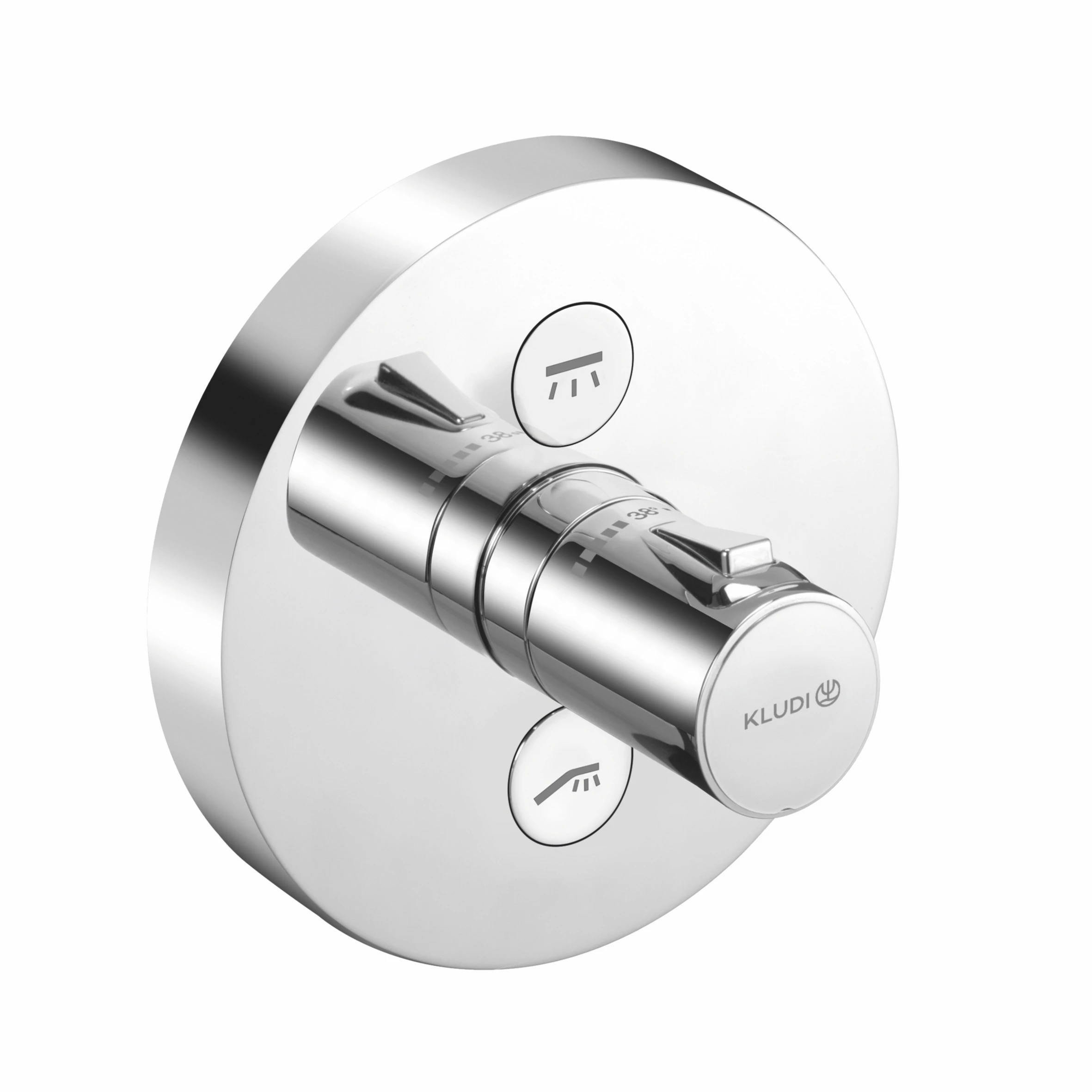 PUSH UPThermostatarm. mit Druck taste für 2 Verb., rund chrom