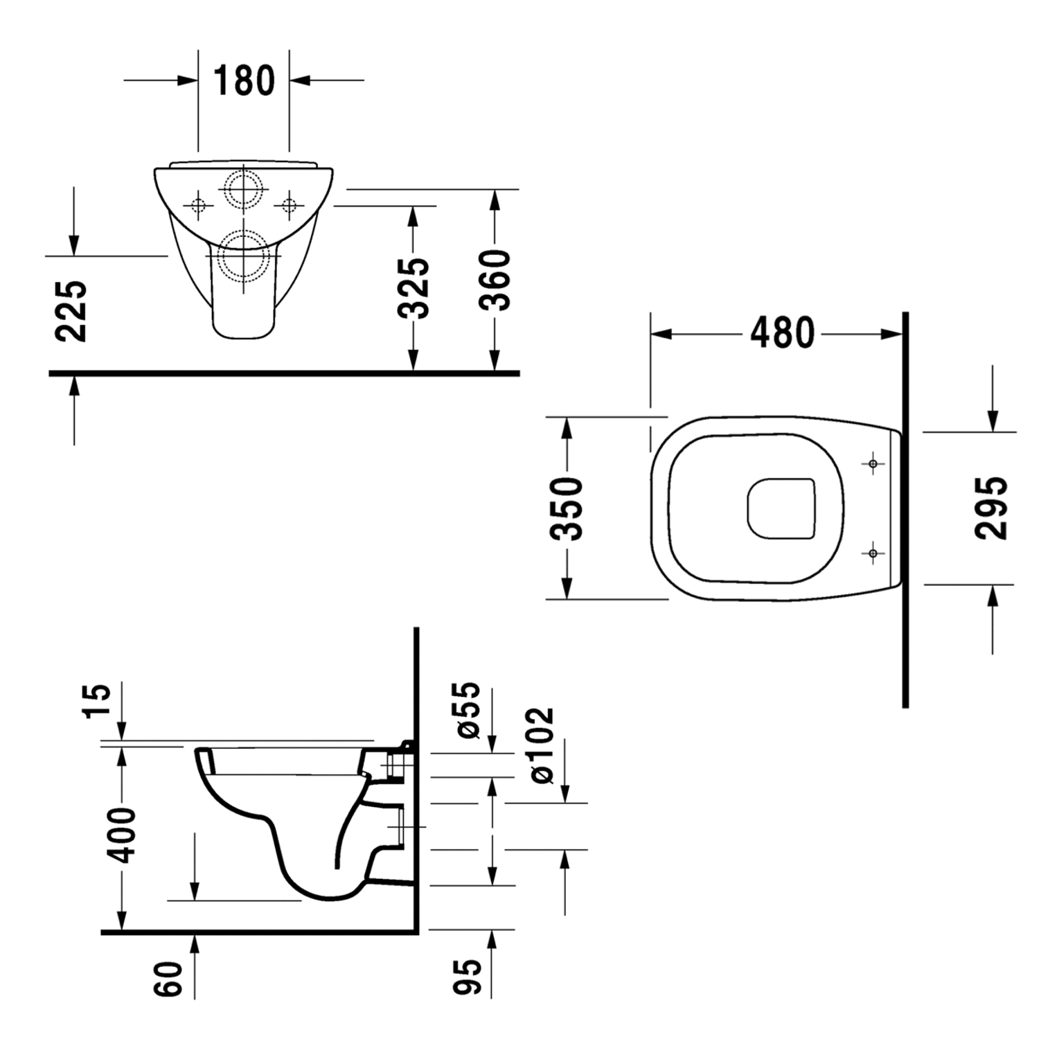 Wand-WC D-Code compact 48 cm Set mit WC-Sitz Softclosing, weiß