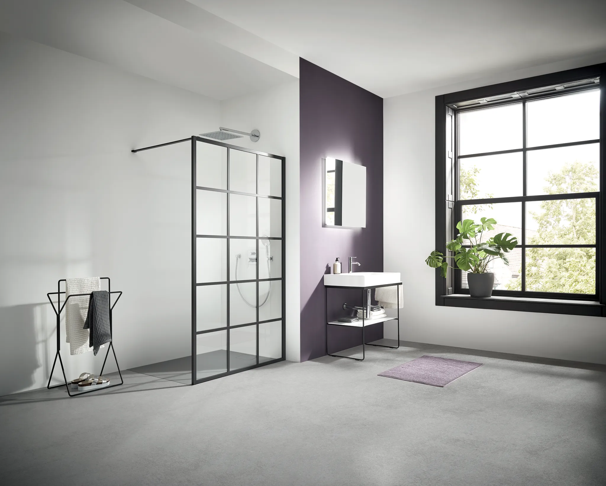 Kermi Duschdesign Walk-In-Duschkabine Dekor Profil „WALK-IN XD“ BV: 890 - 910 mm WE: 890 - 910 mm H: 2000 mm