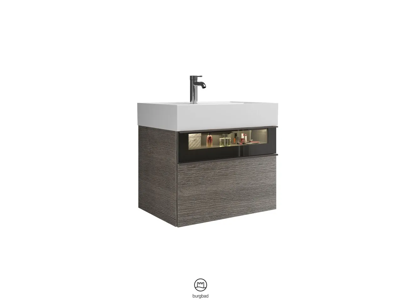 Yumo Mineralguss-Waschtisch inkl. WTU - burgbad, 470x665x610 mm, weiß mit Rauchglaseinsatz Yumo Mineralguss-Waschtisch inkl. WTU - burgbad, 470x665x610 mm, weiß mit Rauchglaseinsatz