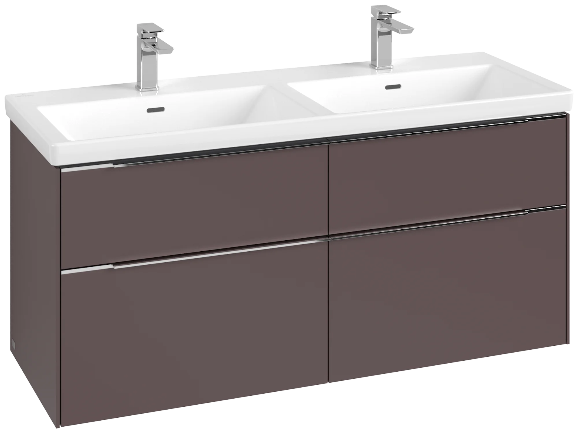 Villeroy & Boch Waschbeckenunterschrank Subway 3.0, Eckig Dark Berry, 1272 x 576 x 462 mm, 4 Auszüge mit SoftClosing, mittige Wanneneinbauposition