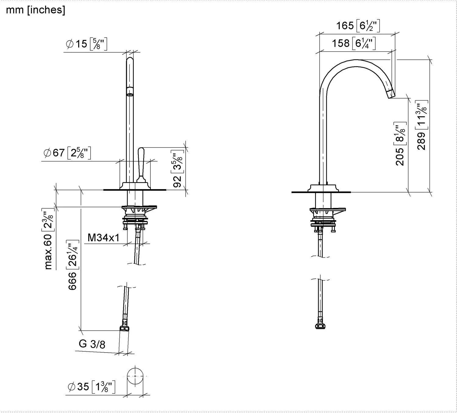 Dornbracht VAIA Cold Water Dispenser - Champagne gebürstet (22kt Gold), Ausladung 150 mm, schwenkbarer Auslauf 360°, Laminarstrahl, Armaturenhöhe 290 mm