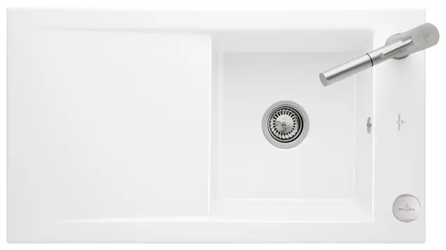Villeroy & Boch flächenbündiges Küchenspülbecken „Timeline“ 50 flat 865 × 475 × 220 mm in Weiß Alpin