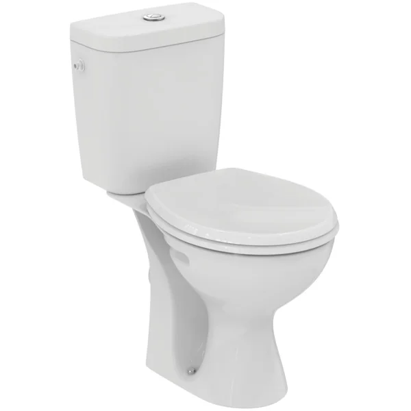 Ideal Standard Eurovit Standtiefspül-WC mit Spülkasten, seitlichem Zulauf und WC-Sitz in Weiß