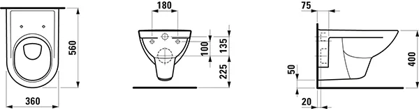 Laufen Wand-Tiefspül-WC „Pro“ 360 × 350 × 560 mm in Weiß
