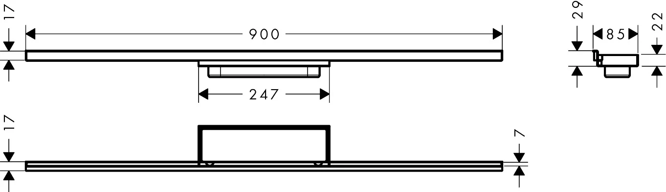 Hansgrohe RainDrain Minimalistic Duschrinne 900 mm, wandangebunden, befliesbar, Edelstahl V2A, höhenverstellbar um 10 mm Hansgrohe RainDrain Minimalistic Duschrinne 900 mm, wandangebunden, befliesbar, Edelstahl V2A, höhenverstellbar um 10 mm